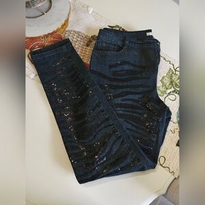 Boston Proper Zebra Sequin Embellished Jeans